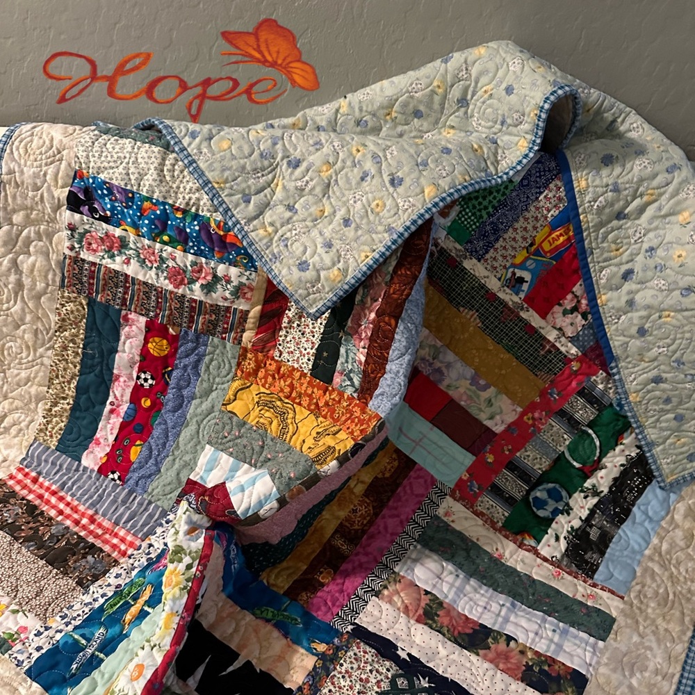 Handmade quilt, 46 x 38, vintage fabrics design